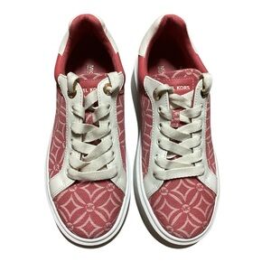 Michael Kors Pink and White Geometric Sneakers